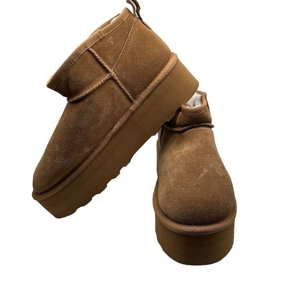 CUSHIONAIRE Women's Genuine Suede pull on platform boot 9.5 WIDE CHESTNUT - Picture 7 of 7